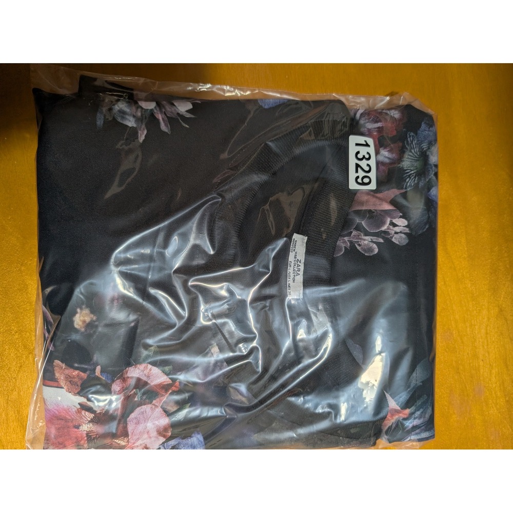 Zara Floral Varsity Number 9 Jersey Top Black Short Sleeve Pockets Woman - Picture 15 of 15